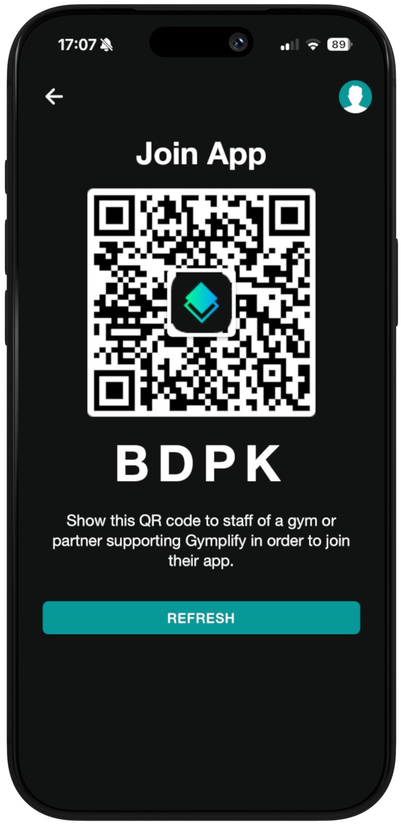 Join app via QR code view