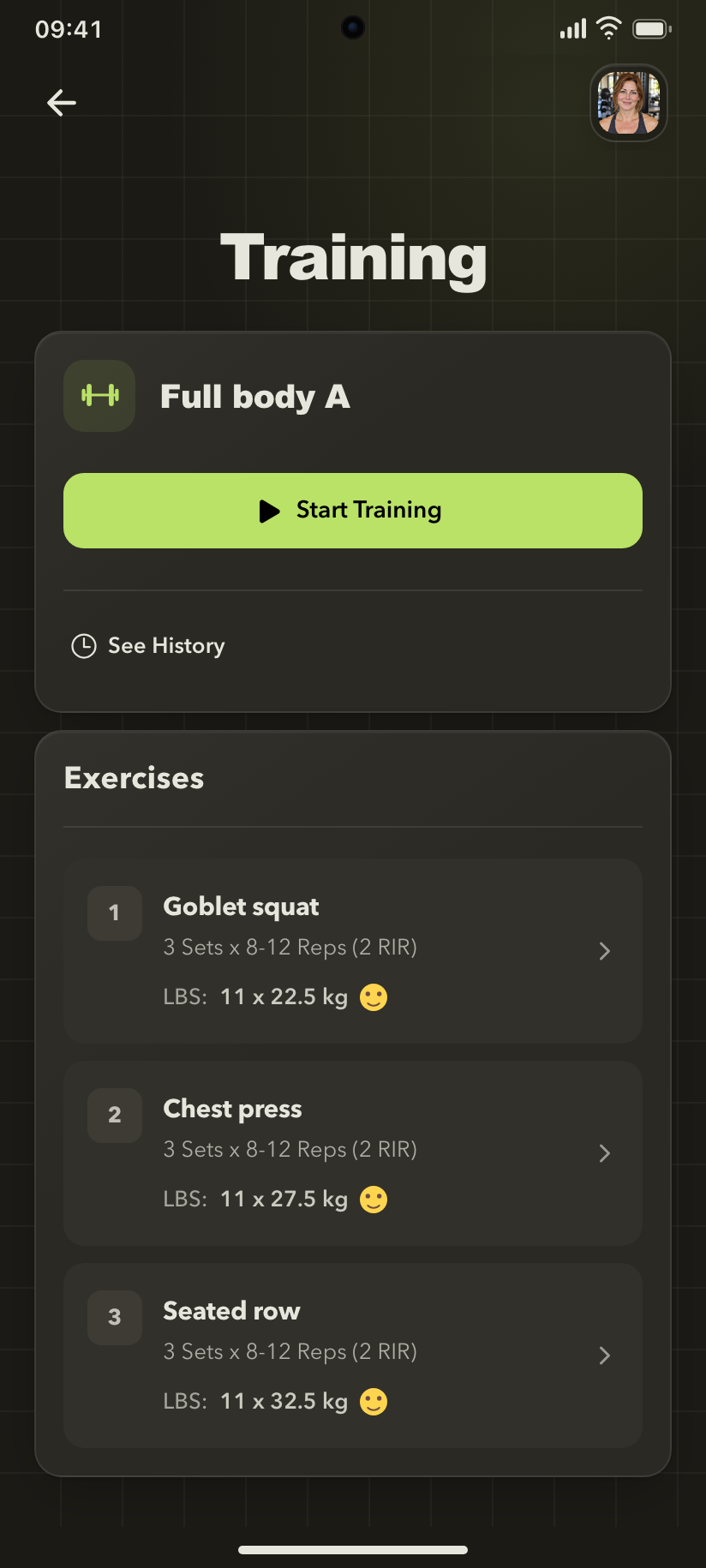 Gymplify Full body A workout with exercises and training targets